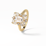 0.92 CT Emerald Cut Cluster Style Moissanite Engagement Ring 17