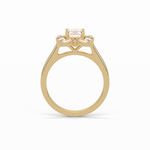 0.92 CT Emerald Cut Cluster Style Moissanite Engagement Ring 18