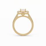 0.92 CT Emerald Cut Cluster Style Moissanite Engagement Ring 18