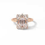 0.92 CT Emerald Cut Cluster Style Moissanite Engagement Ring 15