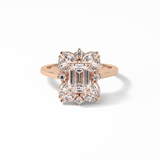 0.92 CT Emerald Cut Cluster Style Moissanite Engagement Ring 15
