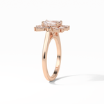 0.92 CT Emerald Cut Cluster Style Moissanite Engagement Ring 13