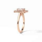 0.92 CT Emerald Cut Cluster Style Moissanite Engagement Ring 13