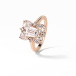 0.92 CT Emerald Cut Cluster Style Moissanite Engagement Ring 14