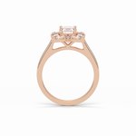 0.92 CT Emerald Cut Cluster Style Moissanite Engagement Ring 9