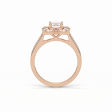 0.92 CT Emerald Cut Cluster Style Moissanite Engagement Ring 9