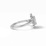 0.92 CT Emerald Cut Cluster Style Moissanite Engagement Ring 6