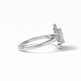 0.92 CT Emerald Cut Cluster Style Moissanite Engagement Ring 6