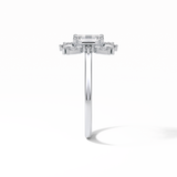 0.92 CT Emerald Cut Cluster Style Moissanite Engagement Ring 7