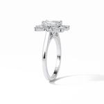 0.92 CT Emerald Cut Cluster Style Moissanite Engagement Ring 2