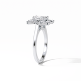 0.92 CT Emerald Cut Cluster Style Moissanite Engagement Ring 2