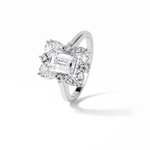 0.92 CT Emerald Cut Cluster Style Moissanite Engagement Ring 3