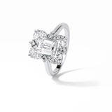 0.92 CT Emerald Cut Cluster Style Moissanite Engagement Ring 3