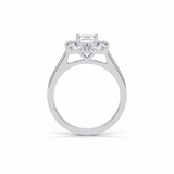 0.92 CT Emerald Cut Cluster Style Moissanite Engagement Ring 4