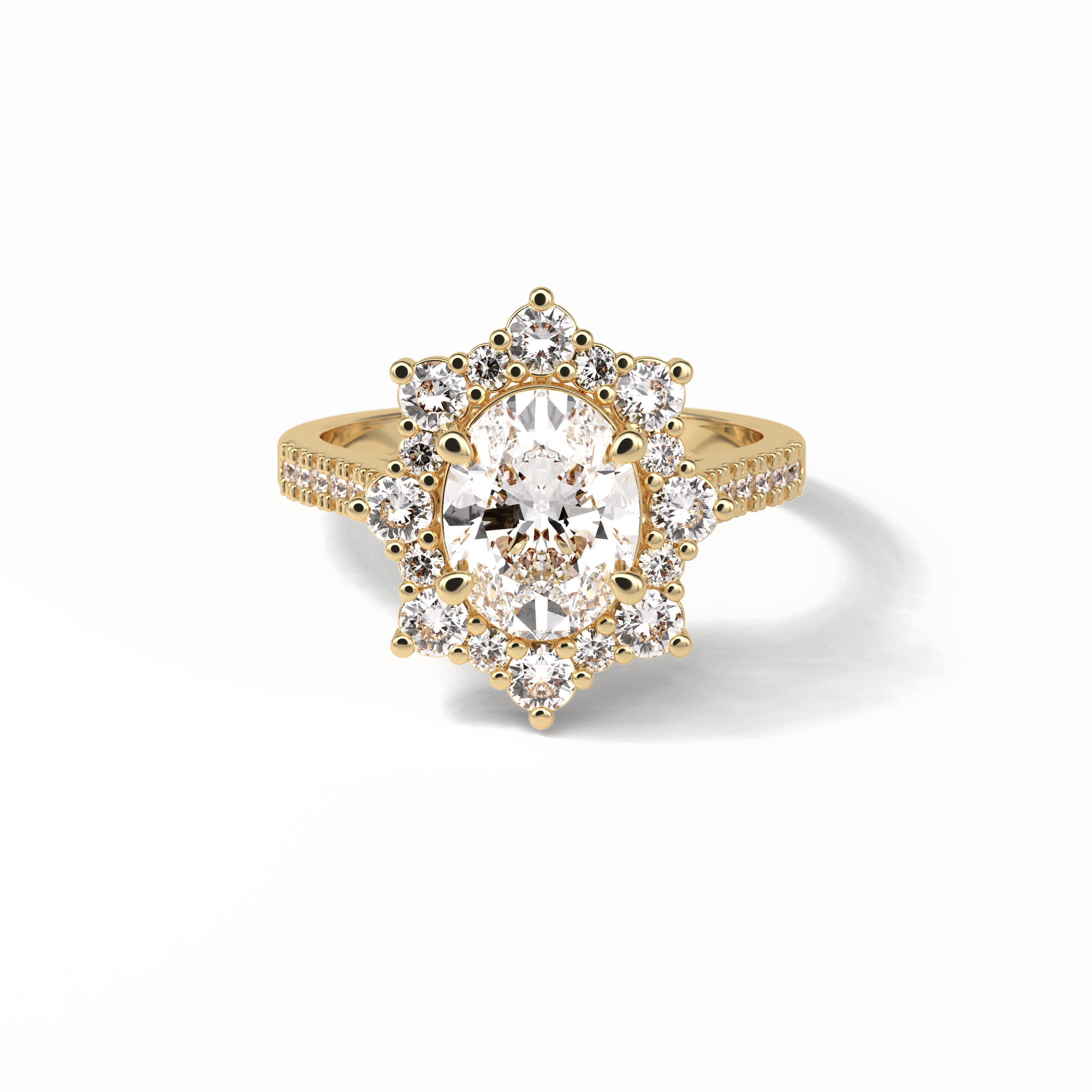 1.91 CT Oval Cut Pave & Halo Style Moissanite Engagement Ring 8