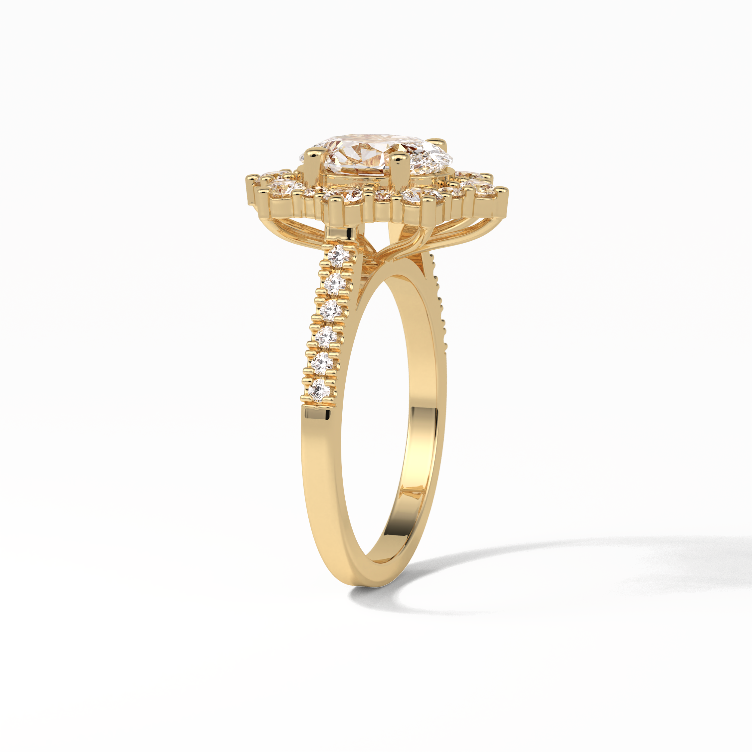 1.91 CT Oval Cut Pave & Halo Style Moissanite Engagement Ring 21