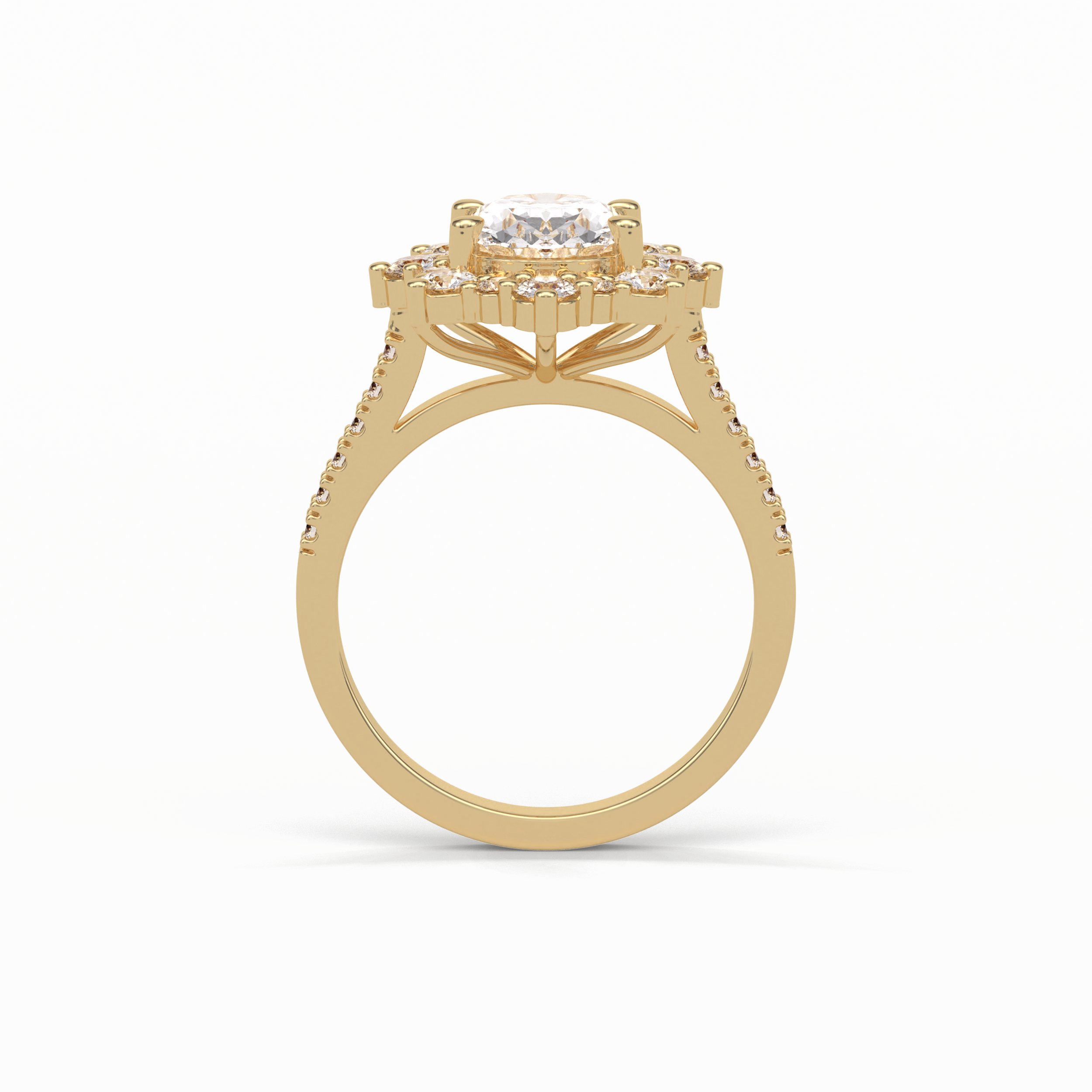 1.91 CT Oval Cut Pave & Halo Style Moissanite Engagement Ring 14