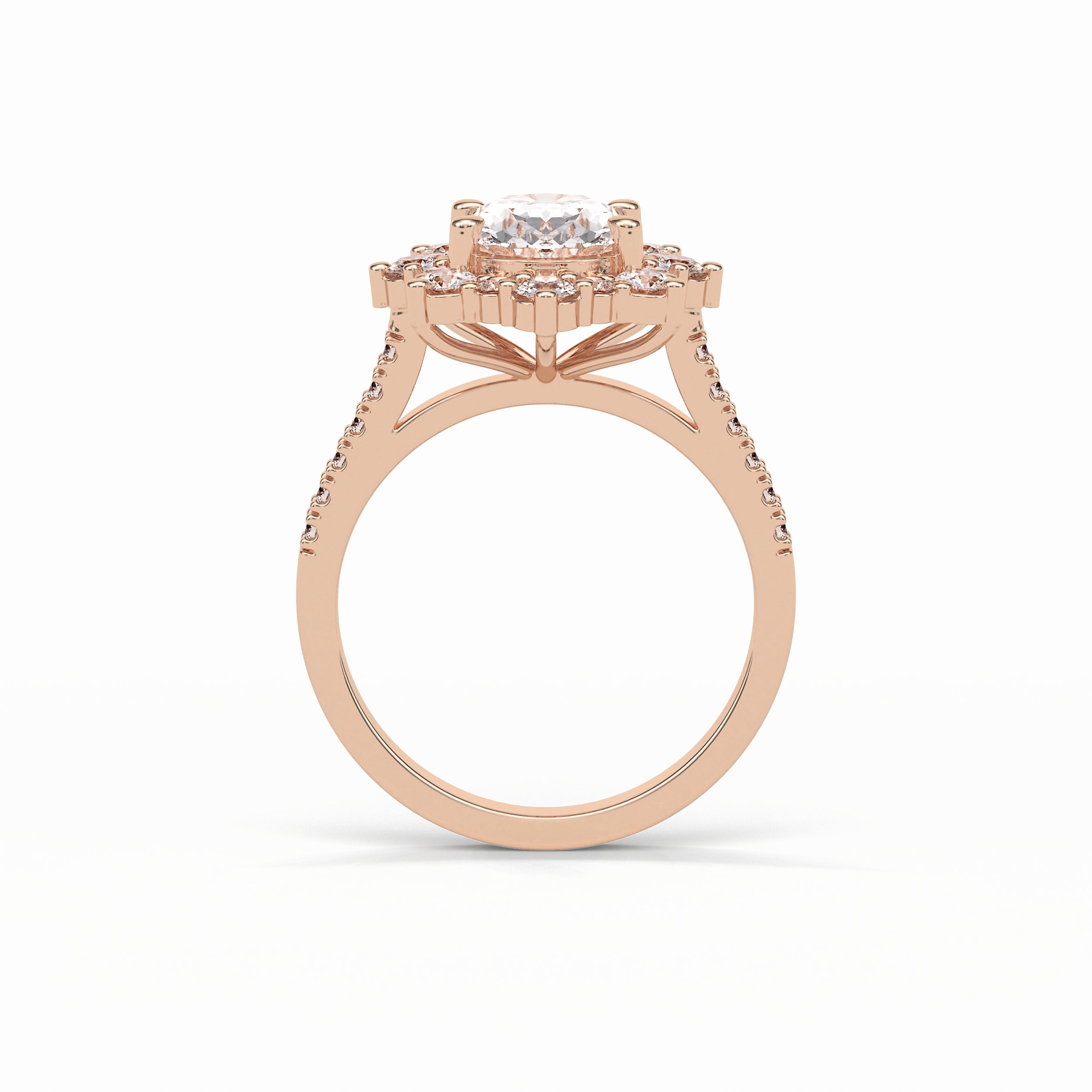 1.91 CT Oval Cut Pave & Halo Style Moissanite Engagement Ring 12