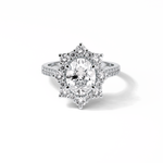 1.91 CT Oval Cut Pave & Halo Style Moissanite Engagement Ring 1
