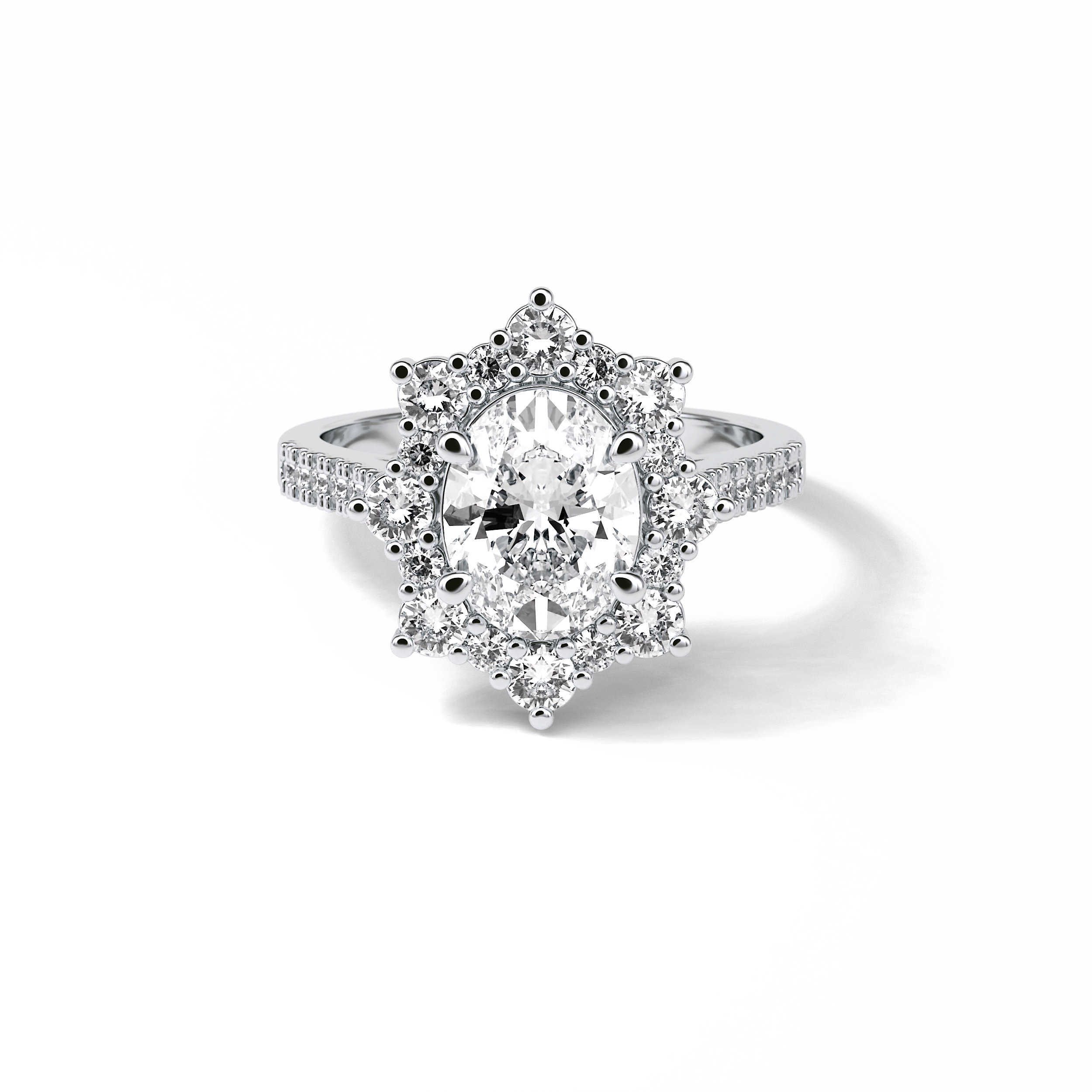 1.91 CT Oval Cut Pave & Halo Style Moissanite Engagement Ring 1