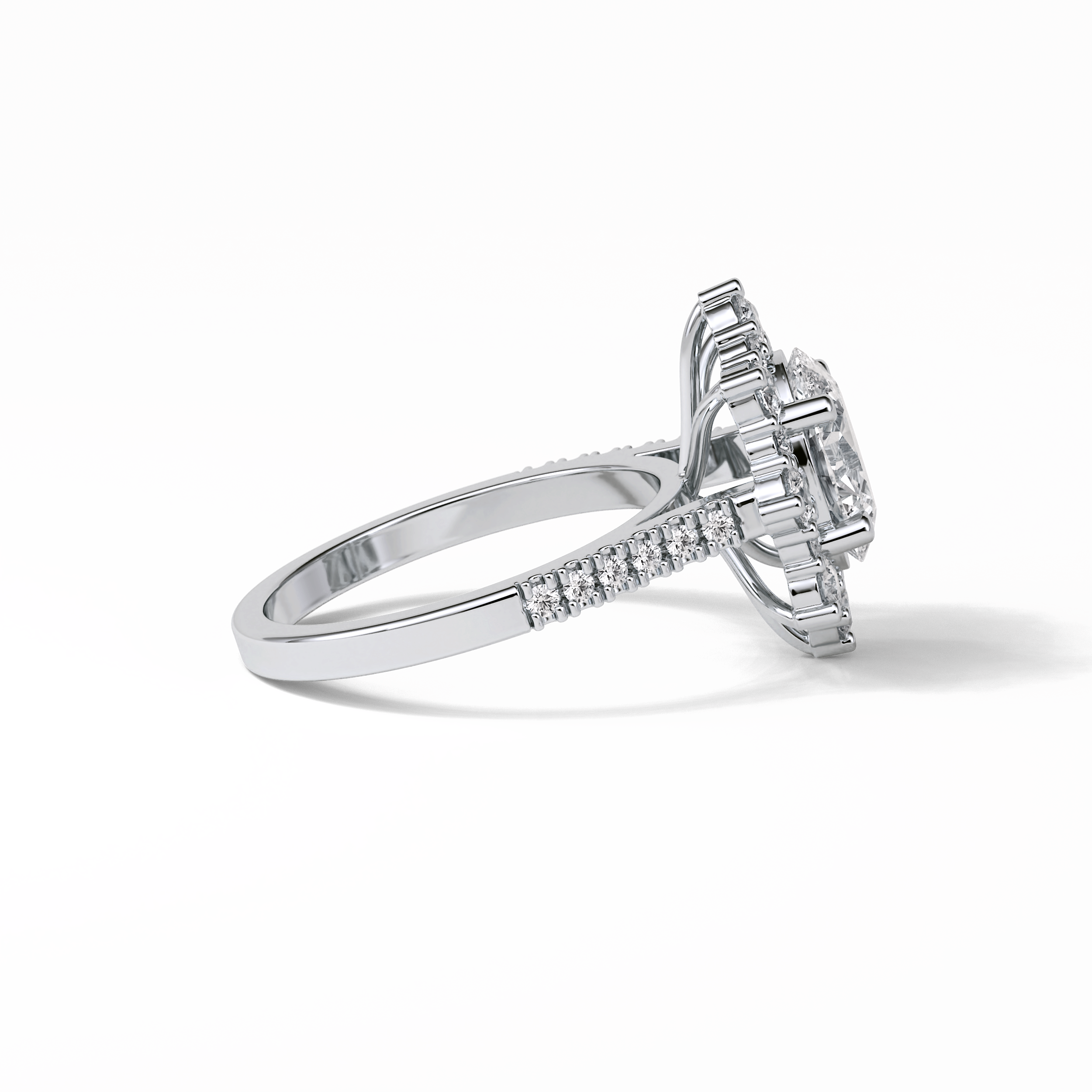 1.91 CT Oval Cut Pave & Halo Style Moissanite Engagement Ring 4