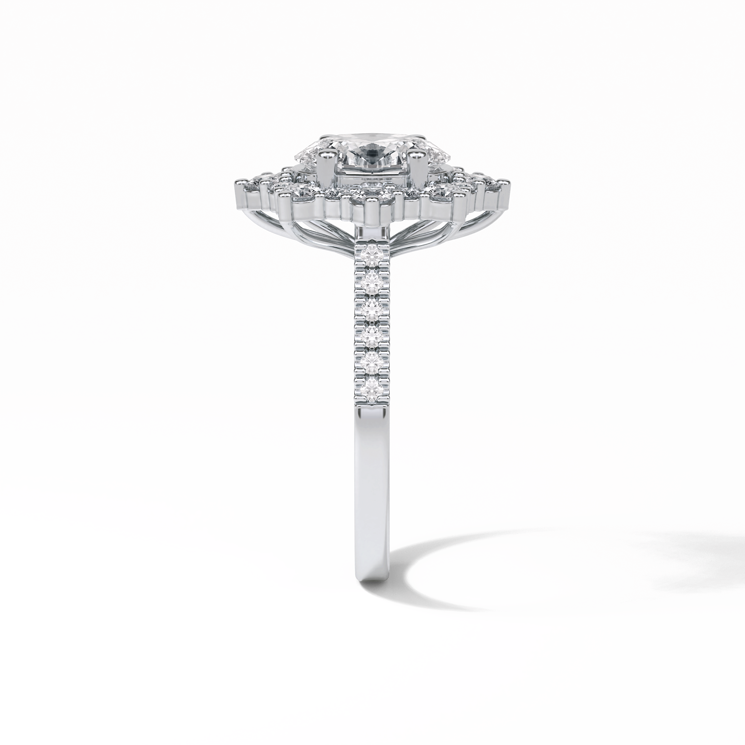 1.91 CT Oval Cut Pave & Halo Style Moissanite Engagement Ring 5