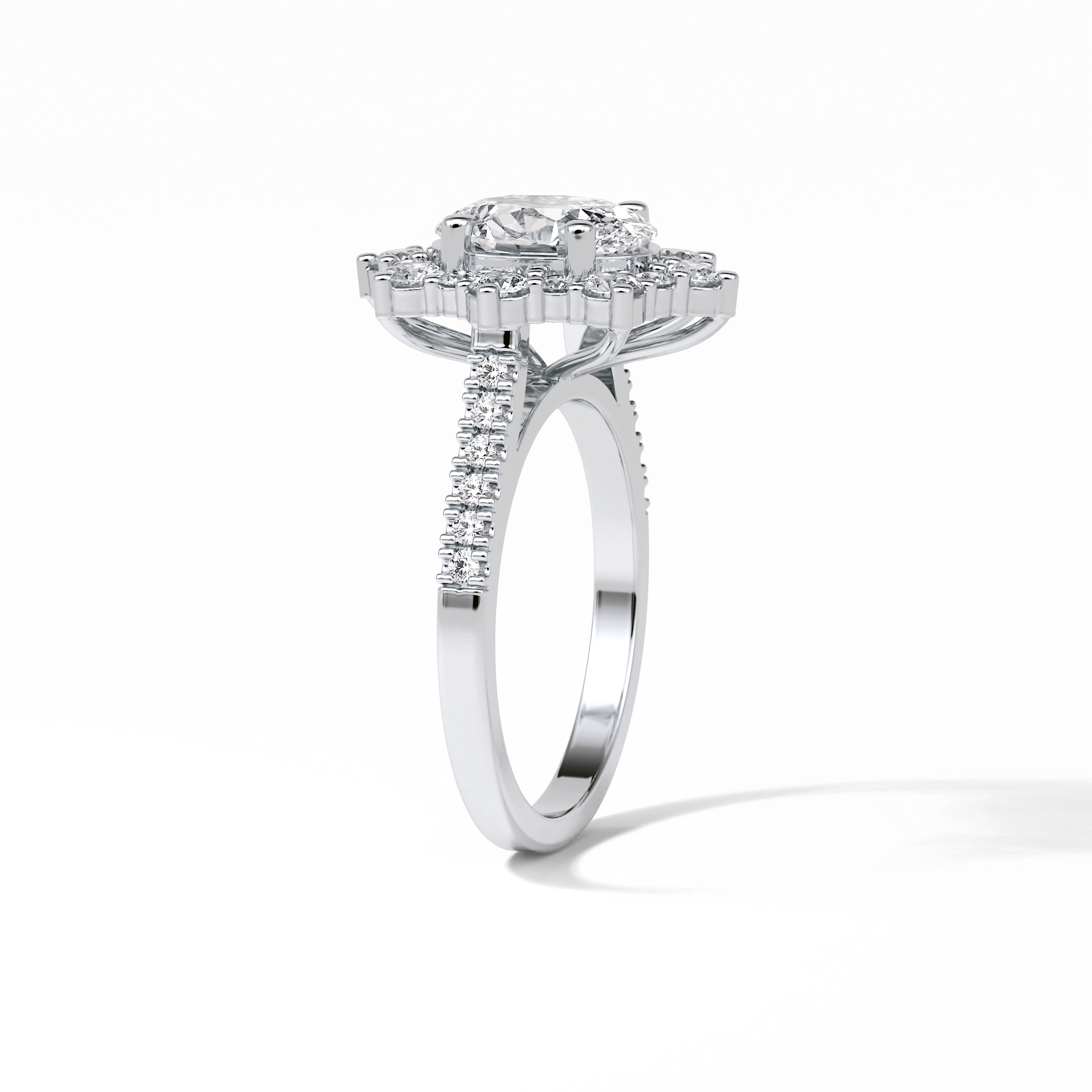 1.91 CT Oval Cut Pave & Halo Style Moissanite Engagement Ring 6