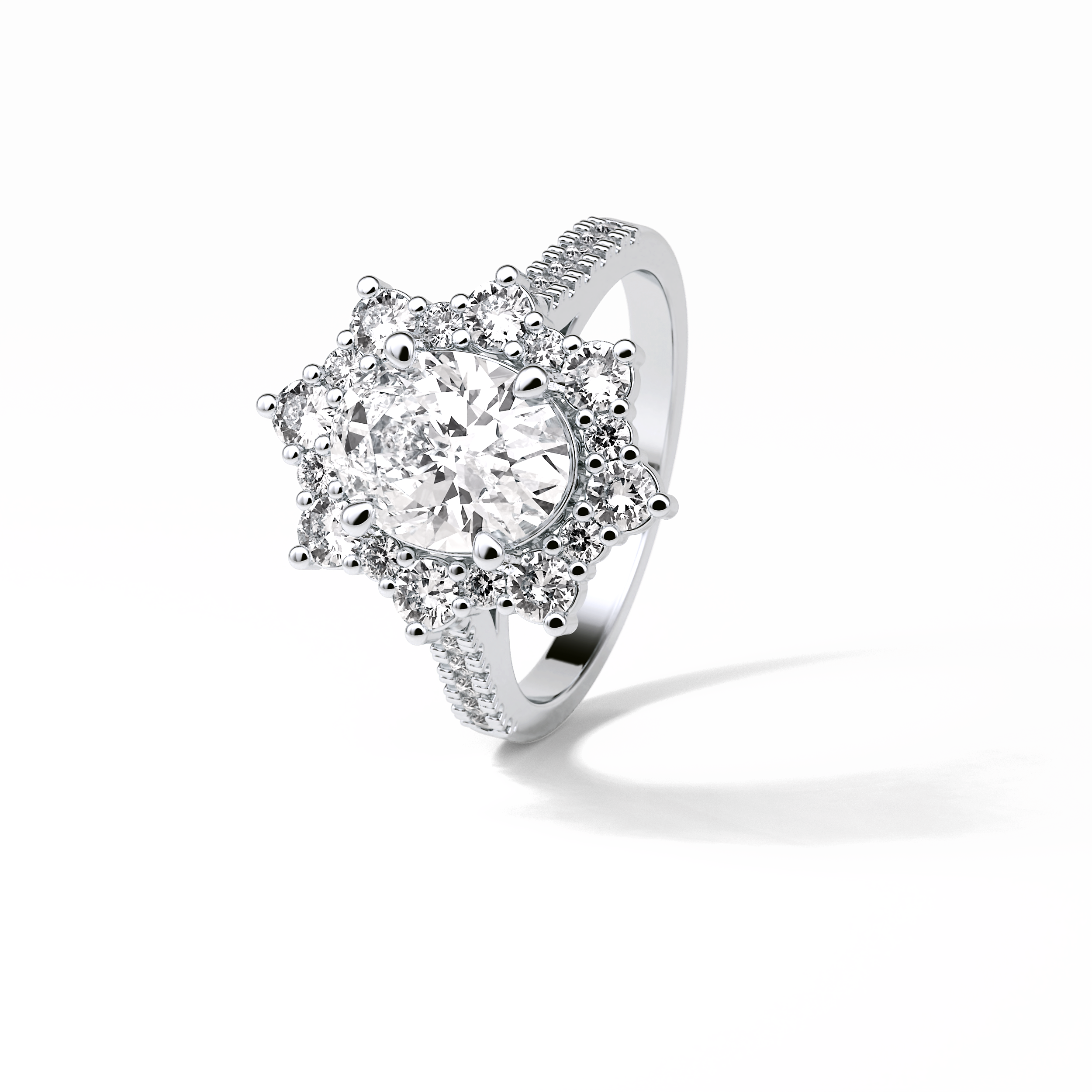 1.91 CT Oval Cut Pave & Halo Style Moissanite Engagement Ring 7