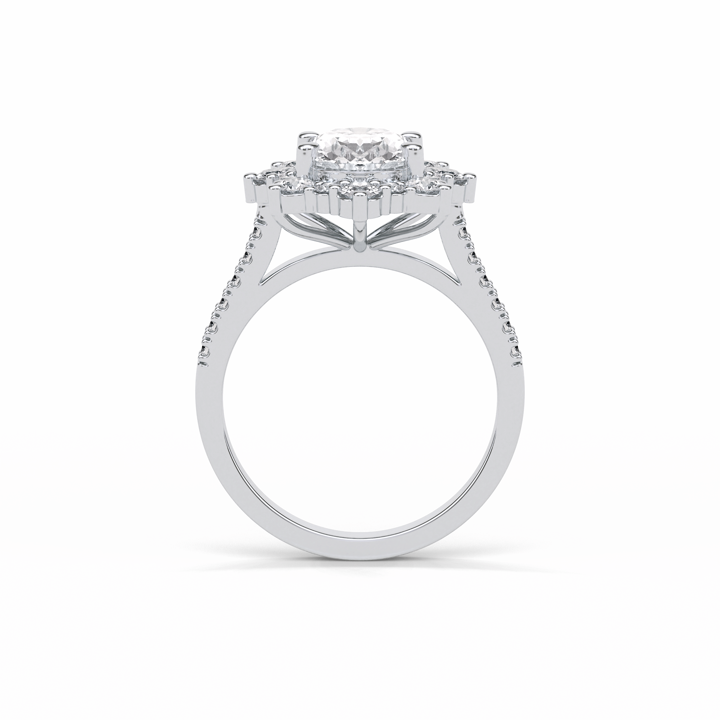 1.91 CT Oval Cut Pave & Halo Style Moissanite Engagement Ring 2