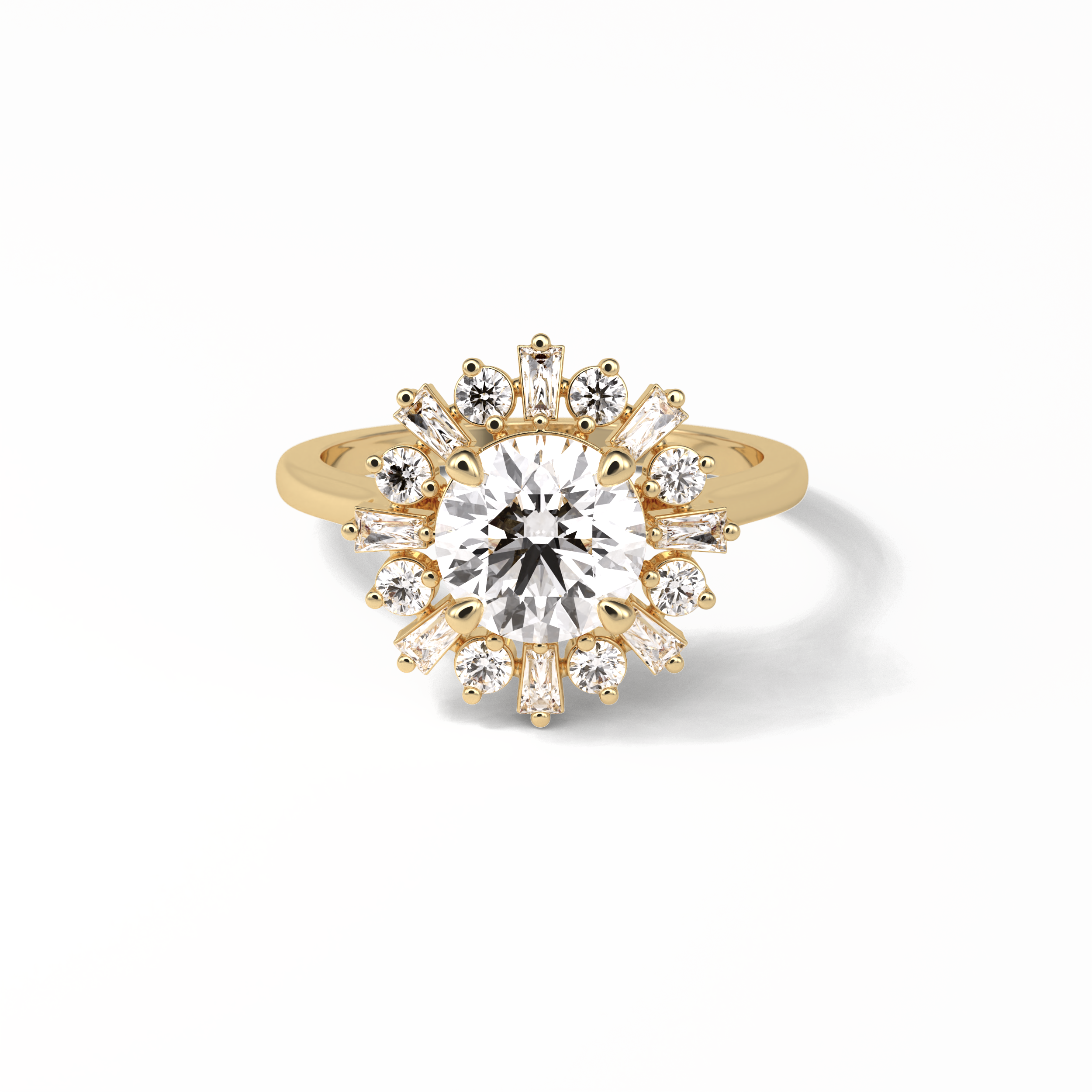 1.35 CT Round Cut Cluster Style Moissanite Engagement Ring 8