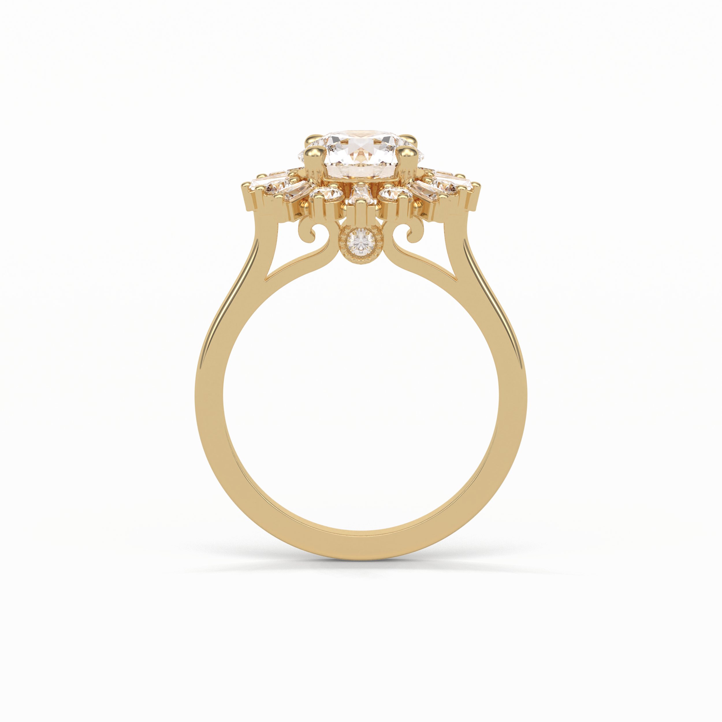 1.35 CT Round Cut Cluster Style Moissanite Engagement Ring 19