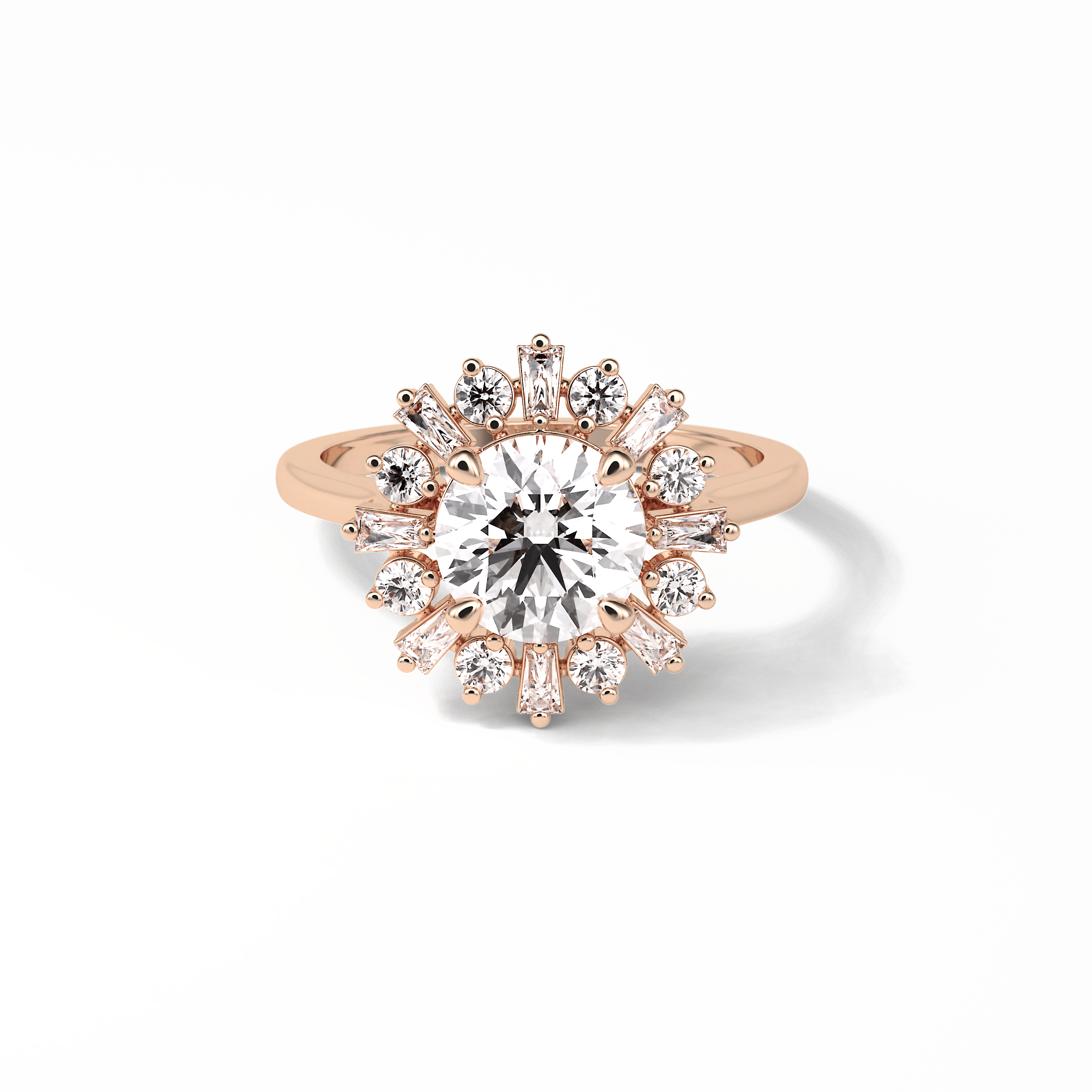 1.35 CT Round Cut Cluster Style Moissanite Engagement Ring 15