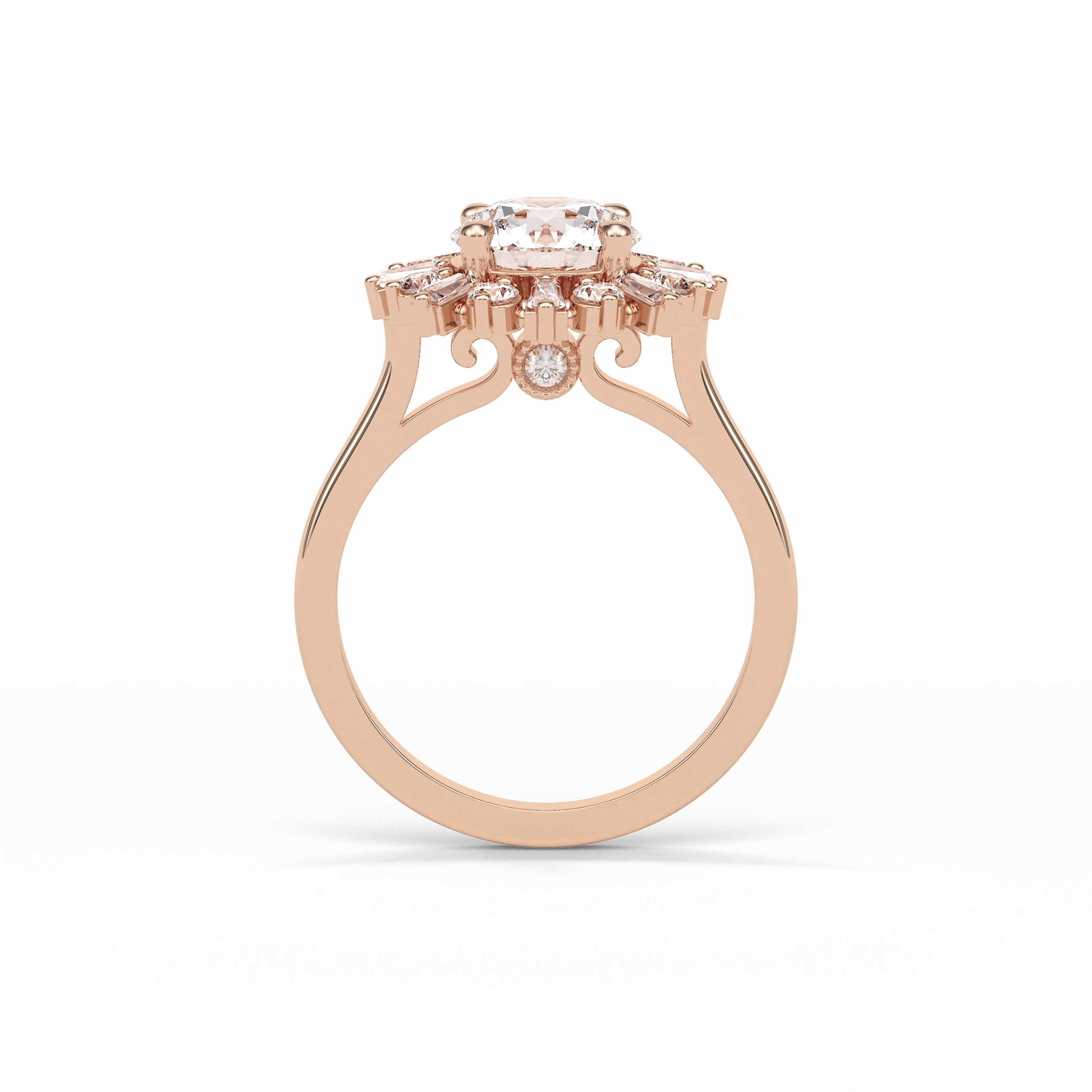 1.35 CT Round Cut Cluster Style Moissanite Engagement Ring 10