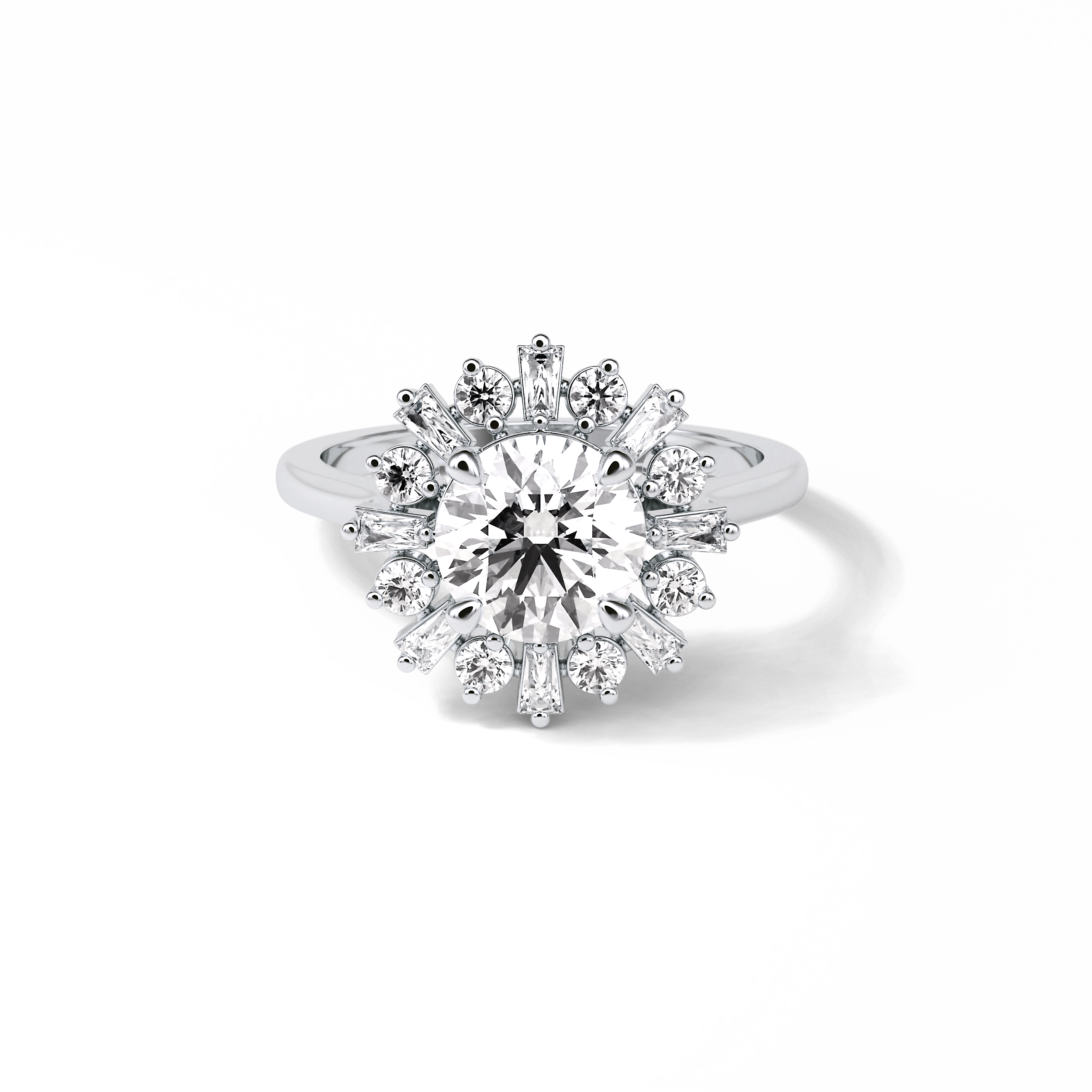 1.35 CT Round Cut Cluster Style Moissanite Engagement Ring 1