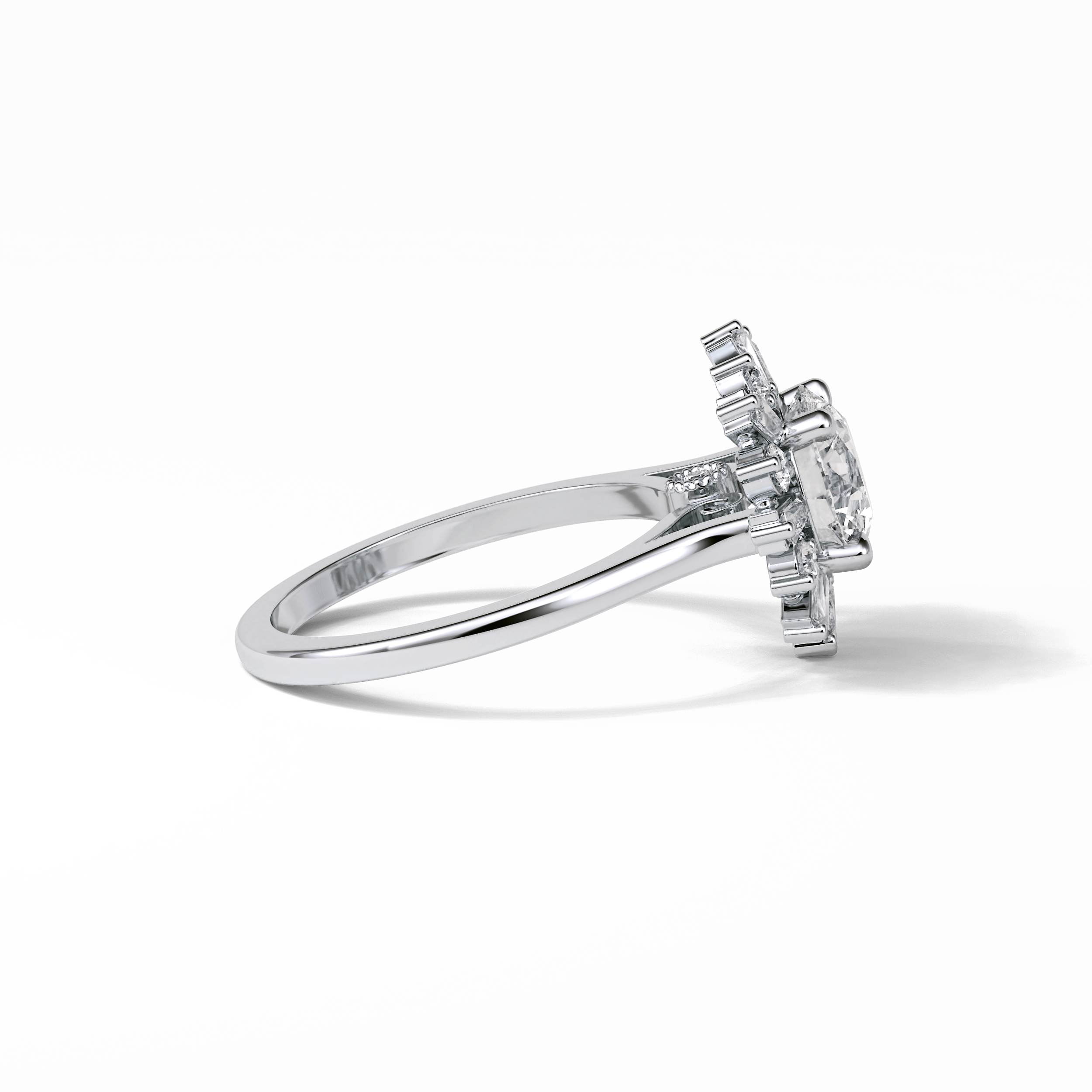 1.35 CT Round Cut Cluster Style Moissanite Engagement Ring 2