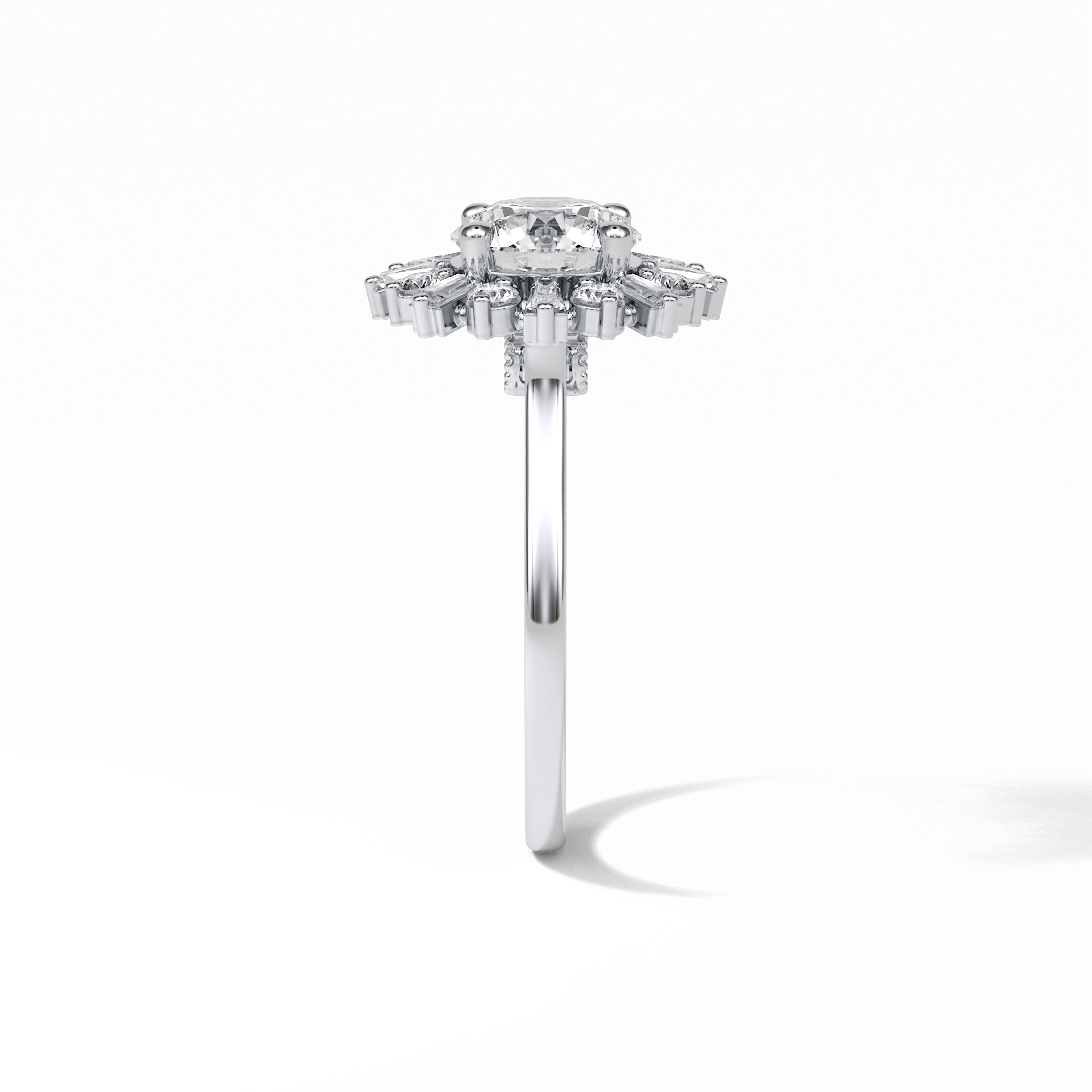 1.35 CT Round Cut Cluster Style Moissanite Engagement Ring 3