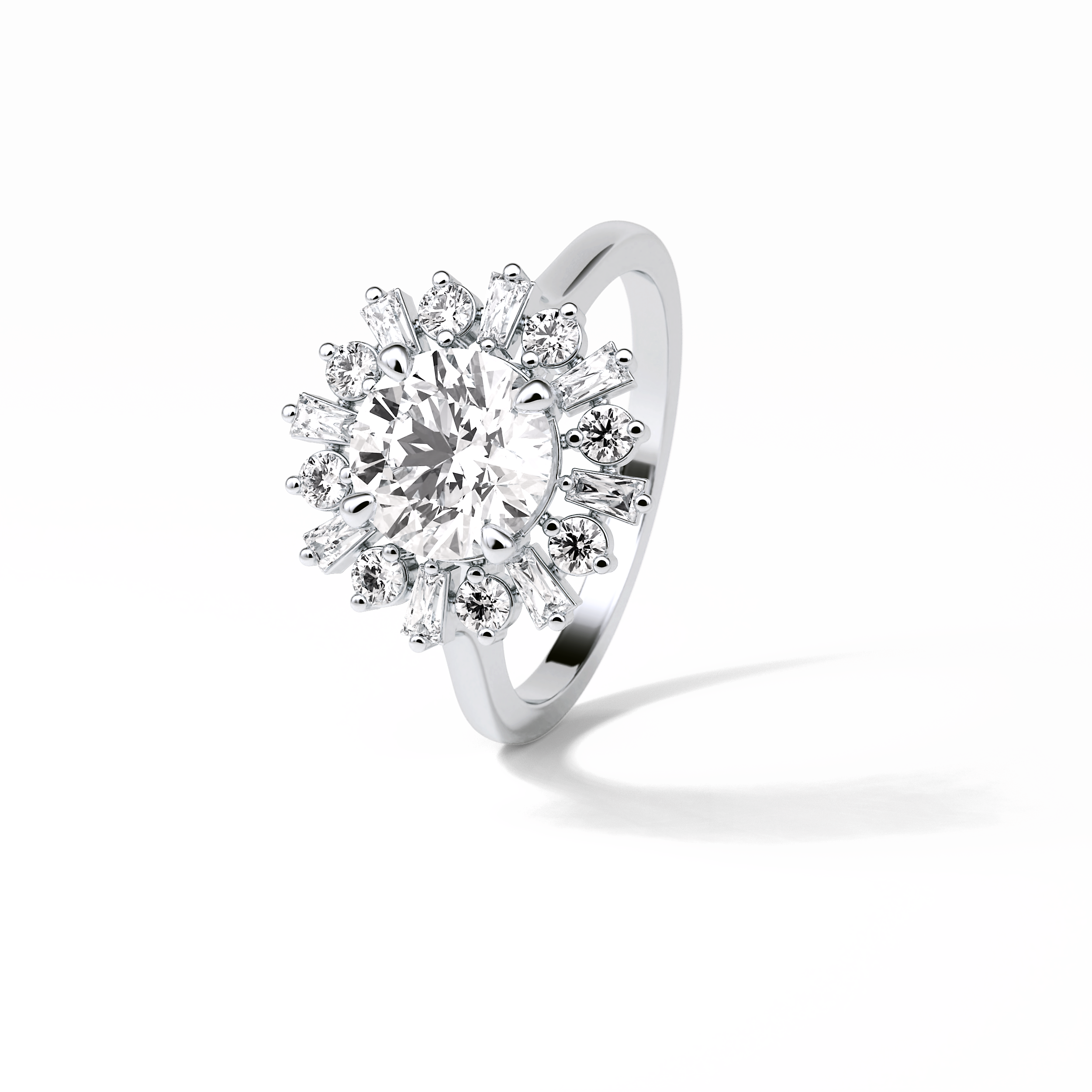 1.35 CT Round Cut Cluster Style Moissanite Engagement Ring 5
