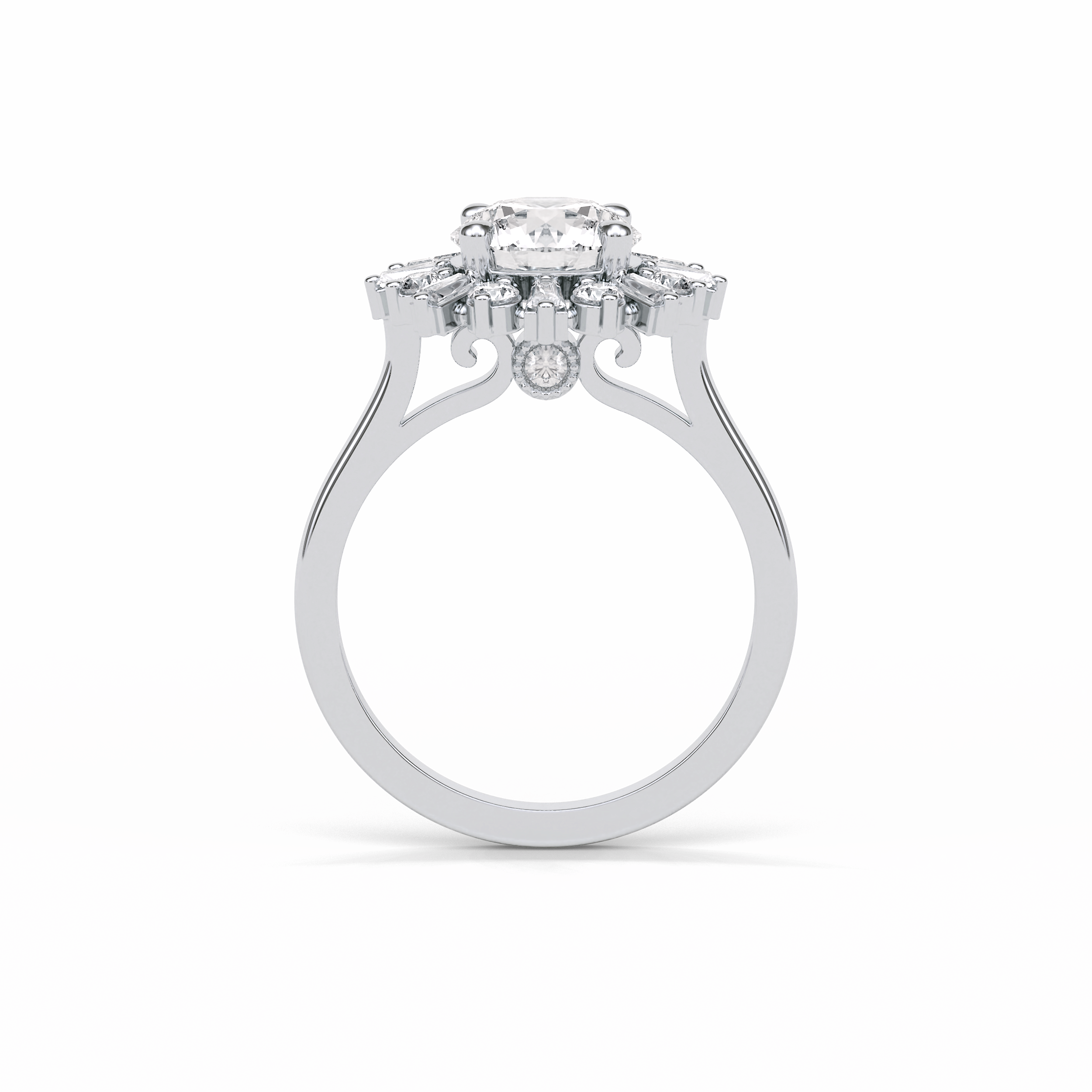 1.35 CT Round Cut Cluster Style Moissanite Engagement Ring 6