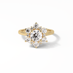 1.0 CT Round Cut Cluster Style Moissanite Engagement Ring 8