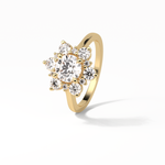 1.0 CT Round Cut Cluster Style Moissanite Engagement Ring 16