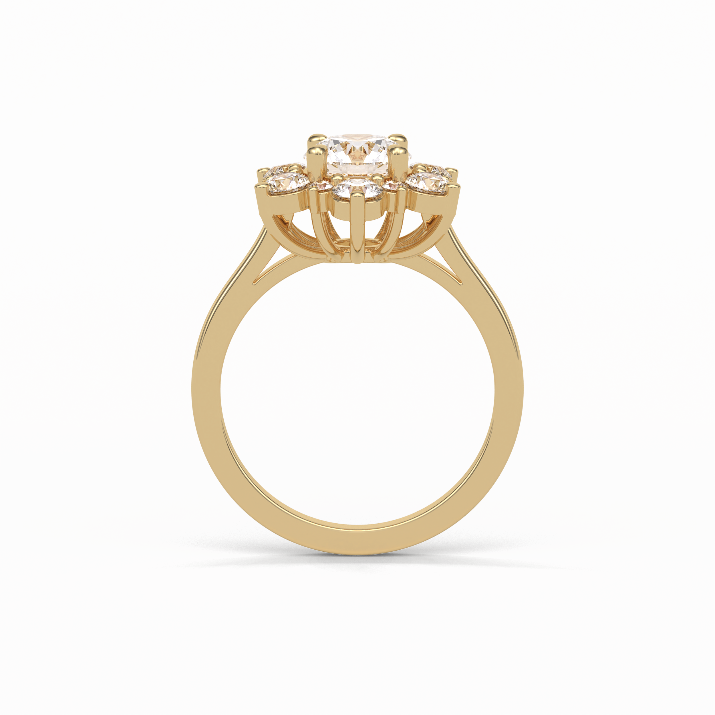 1.0 CT Round Cut Cluster Style Moissanite Engagement Ring 17