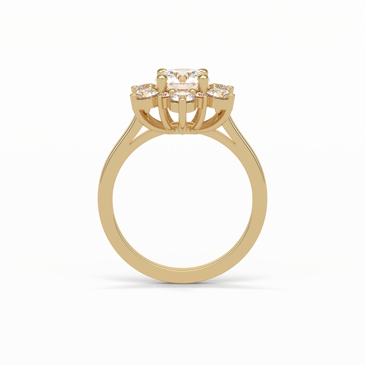 1.0 CT Round Cut Cluster Style Moissanite Engagement Ring