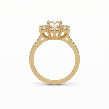 1.0 CT Round Cut Cluster Style Moissanite Engagement Ring