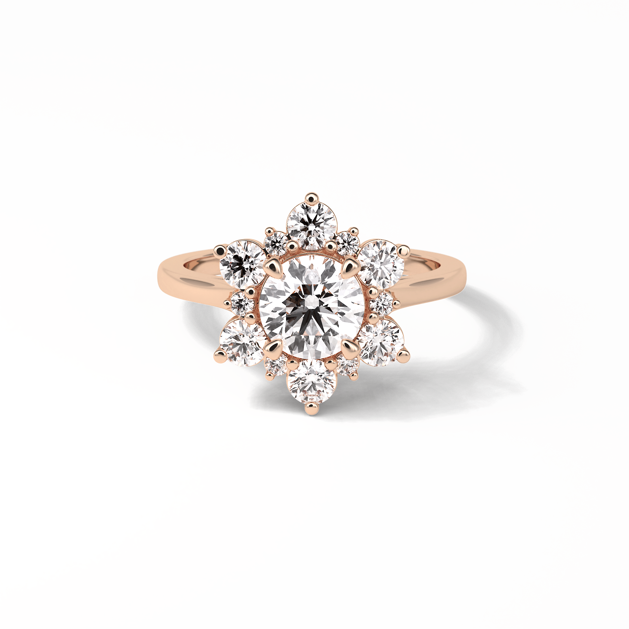 1.0 CT Round Cut Cluster Style Moissanite Engagement Ring 15