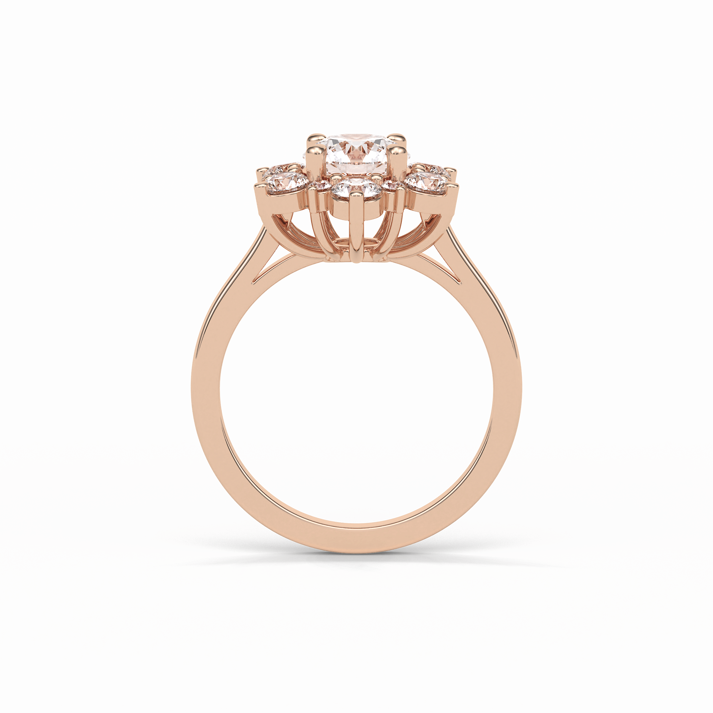 1.0 CT Round Cut Cluster Style Moissanite Engagement Ring 13
