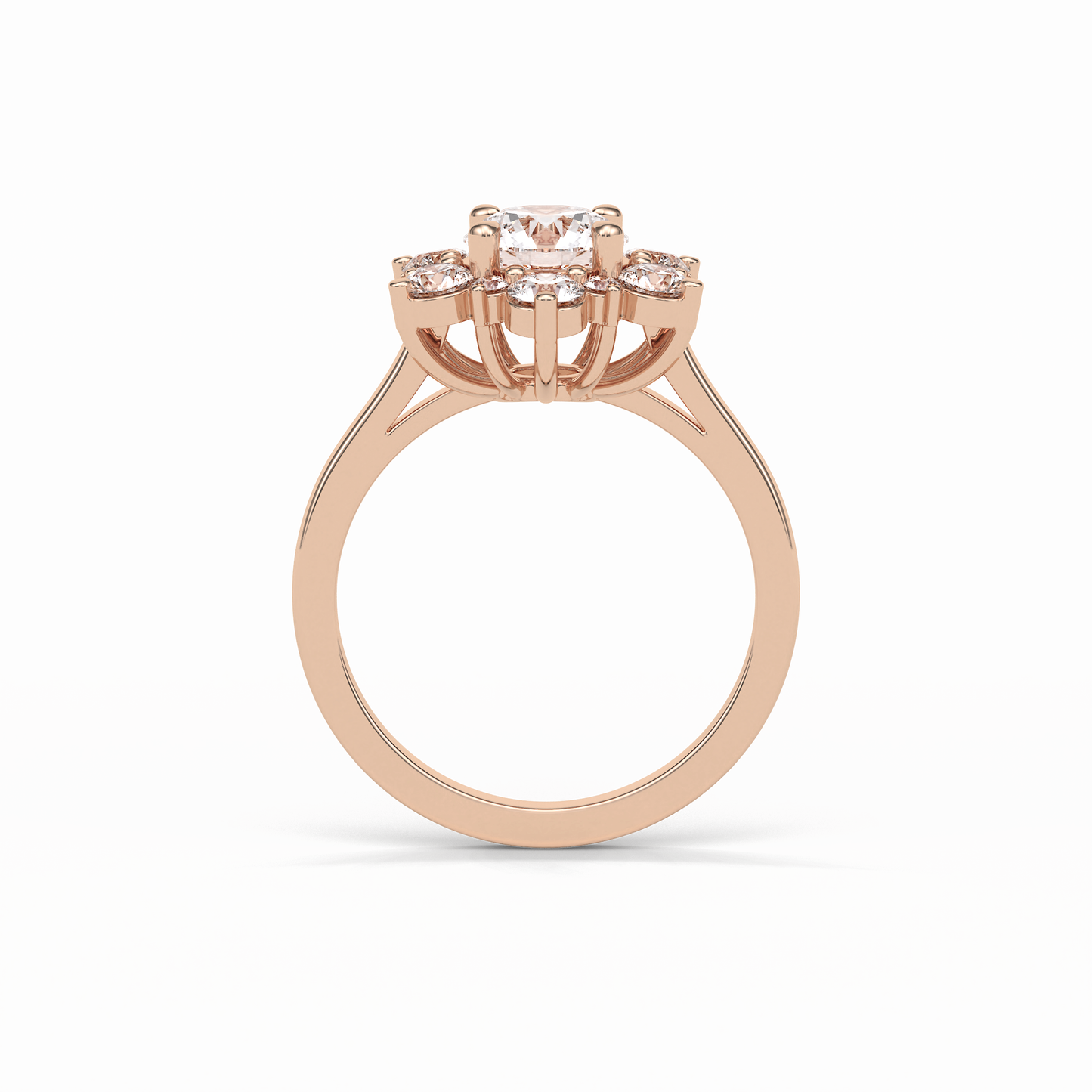 1.0 CT Round Cut Cluster Style Moissanite Engagement Ring