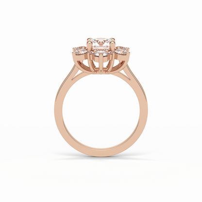 1.0 CT Round Cut Cluster Style Moissanite Engagement Ring