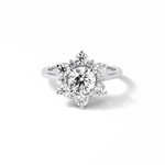 1.0 CT Round Cut Cluster Style Moissanite Engagement Ring 1