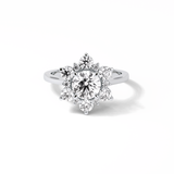 1.0 CT Round Cut Cluster Style Moissanite Engagement Ring 1