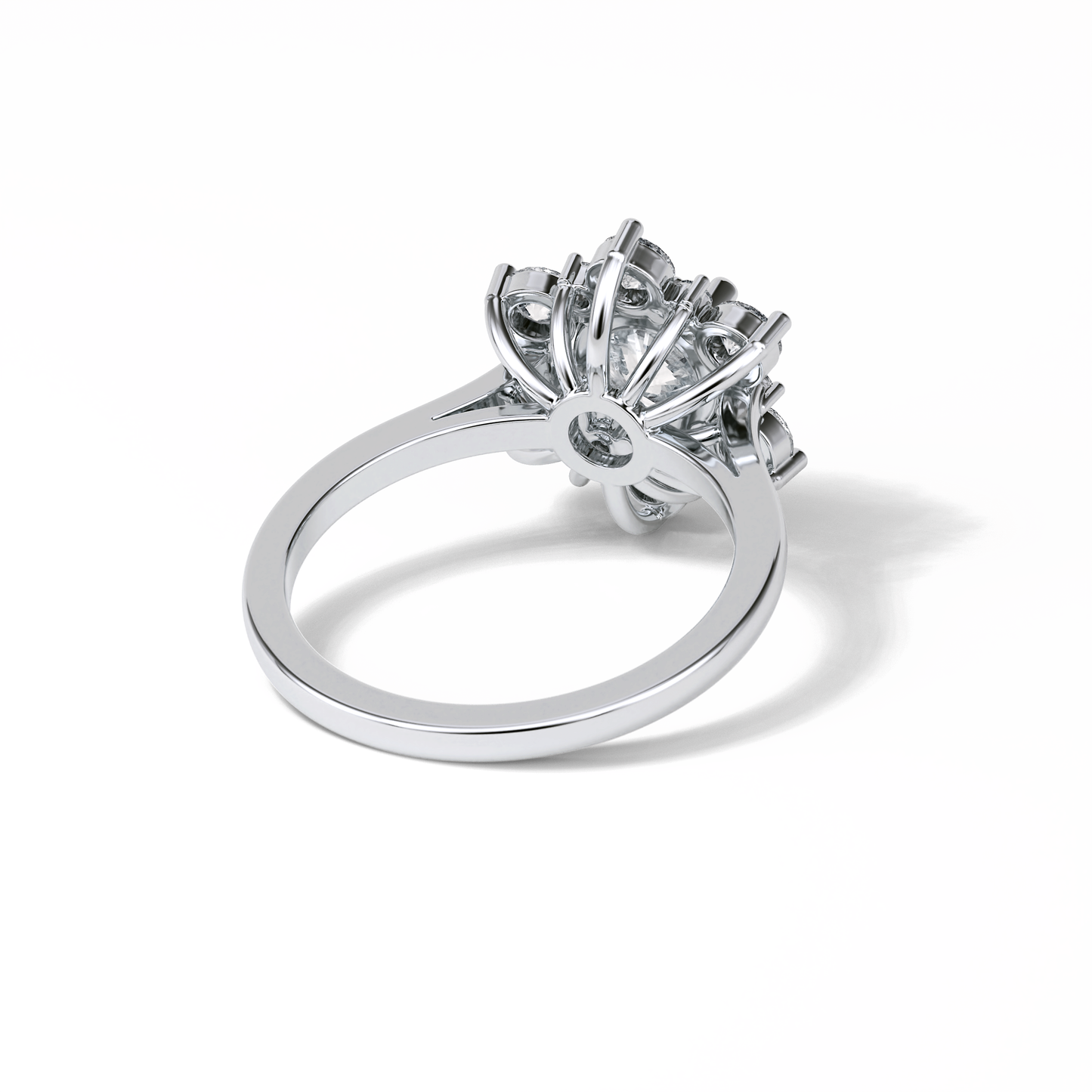 1.0 CT Round Cut Cluster Style Moissanite Engagement Ring